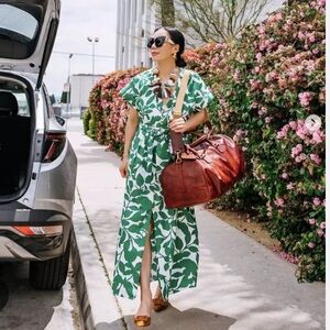 Zara BELTED PRINTED MIDI DRESS